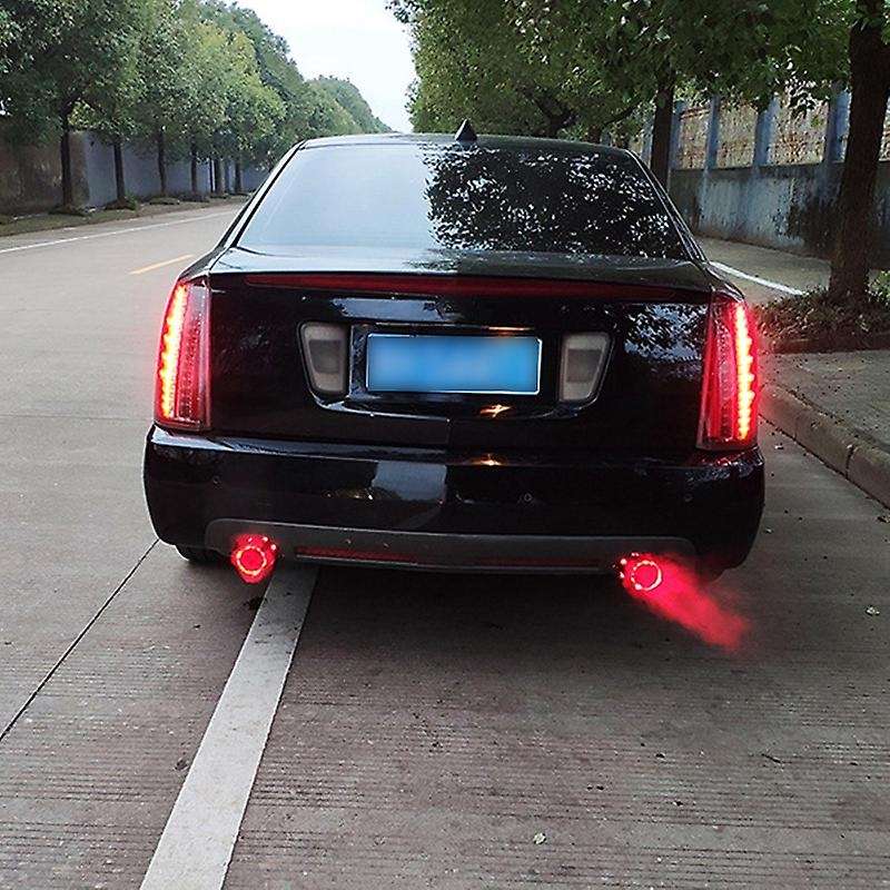 Universal Car Exhaust System Plain Tip Tailpipes Red Light Car Modified Single Outlet Exhaust Pipe T