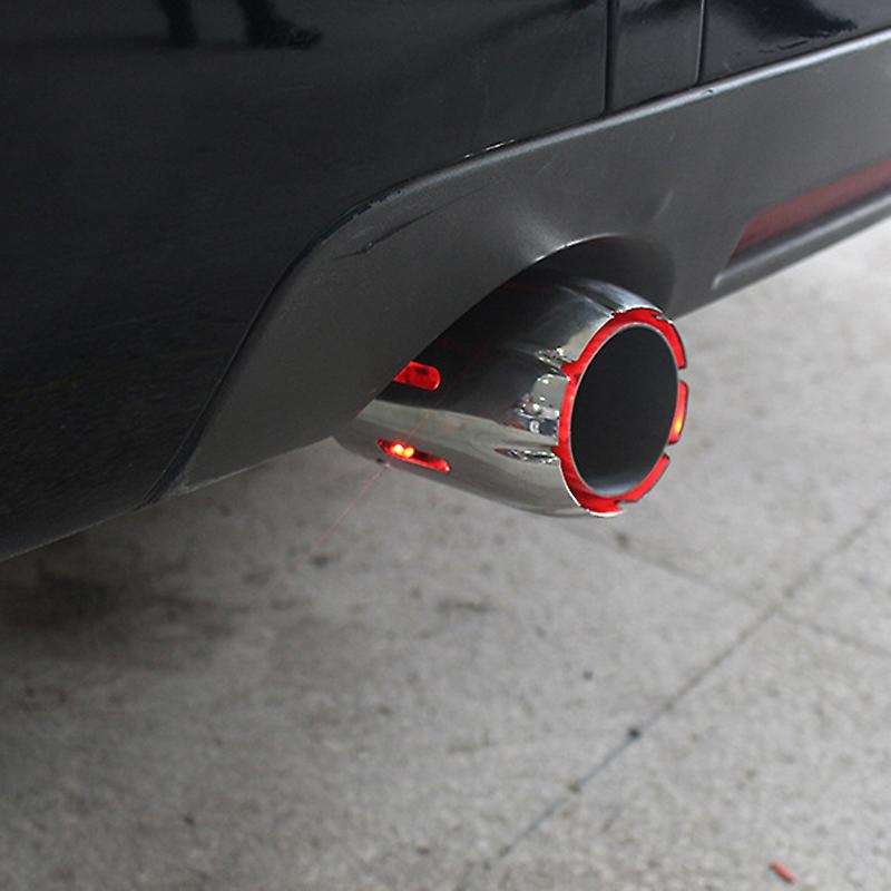 Universal Car Exhaust System Plain Tip Tailpipes Red Light Car Modified Single Outlet Exhaust Pipe T