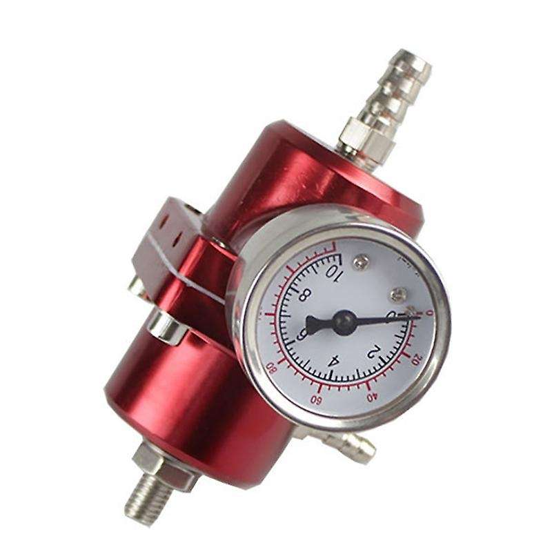Universal Car Fuel Pressure Regulator 0-140PSI Adjustable Pressure Reducer with Pressure Gauge, Red