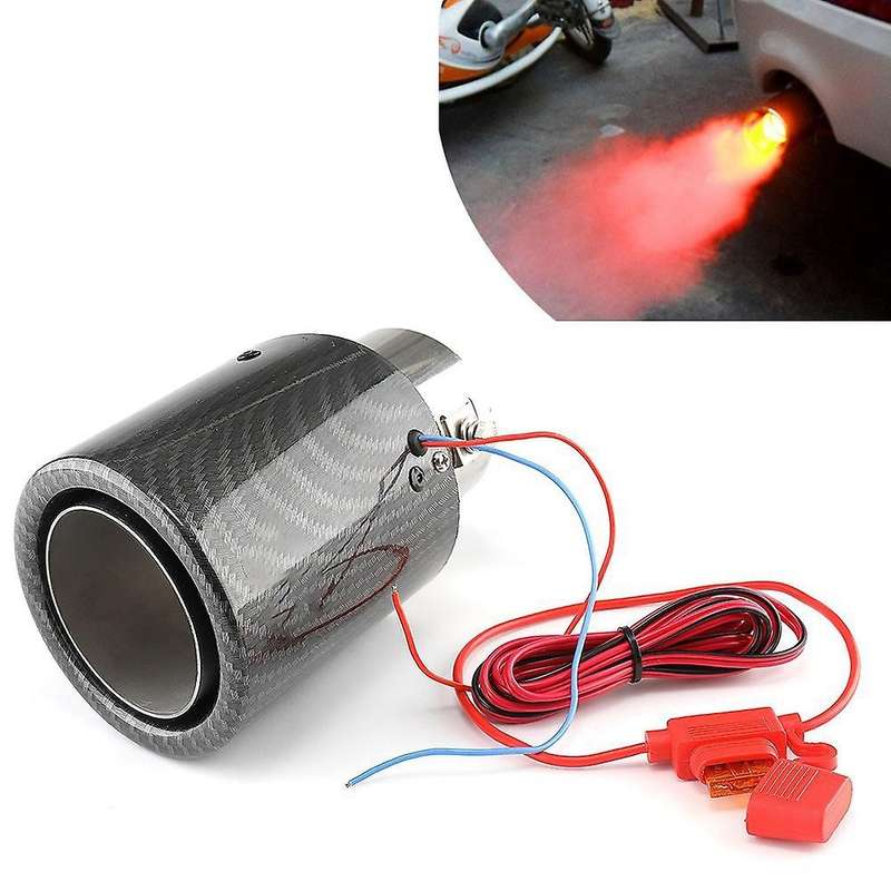 Universal Car LED Exhaust Muffler Tip Pipe Red Light Flaming Straight Car Modified Single Outlet Exh