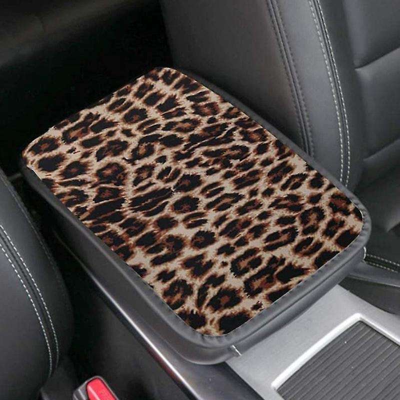 Universal Car Leopard Console Armrest Pad Cover for Protect Car Armrest Decoration Cover