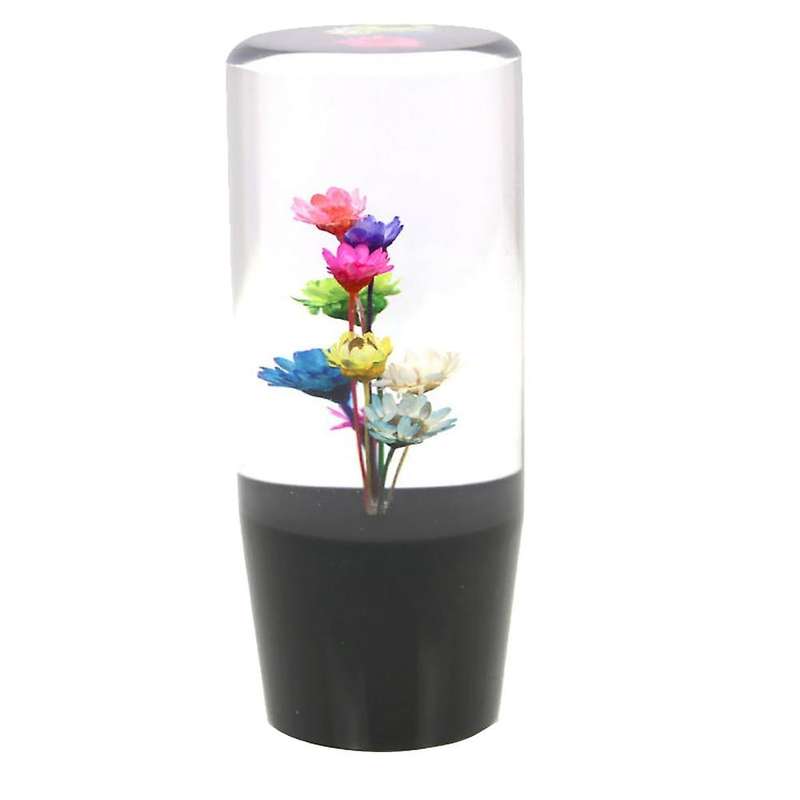 Universal Car Manual Shift Knob 4 Inch Acrylic Transparent Flowers Shift Lever Head for