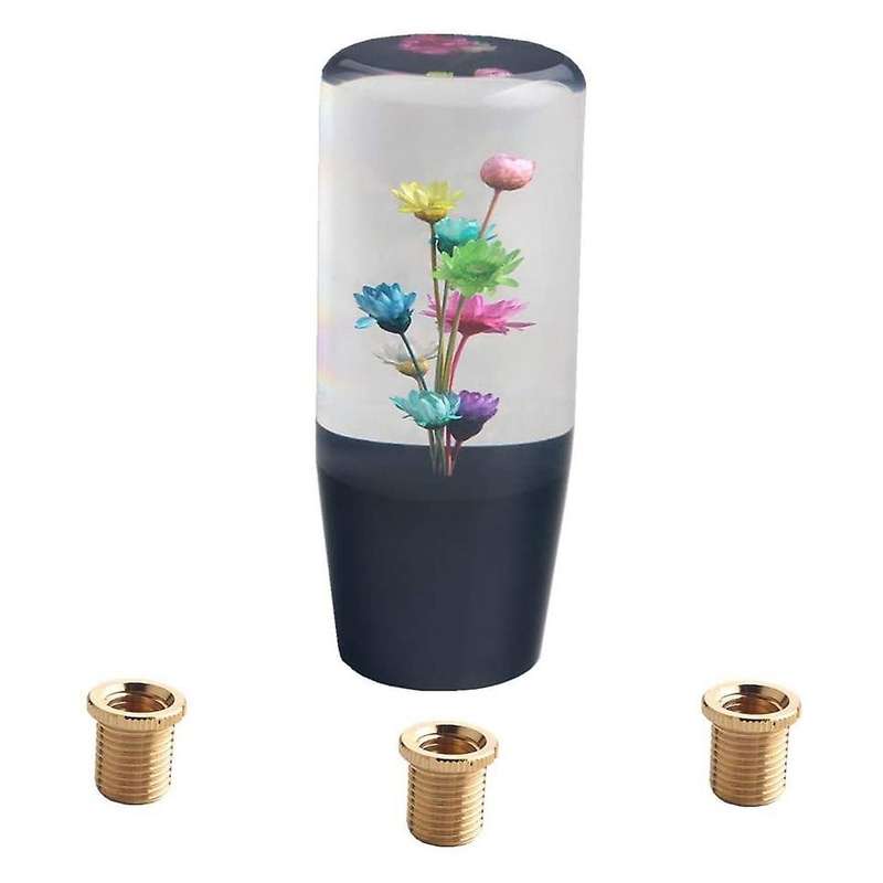 Universal Car Manual Shift Knob 4 Inch Acrylic Transparent Flowers Shift Lever Head for