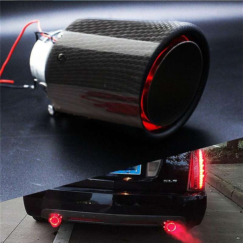 Universal Car Modified Exhaust Muffler Tip Tail Pipe Red LED Flaming Luminous- Turbo Sport