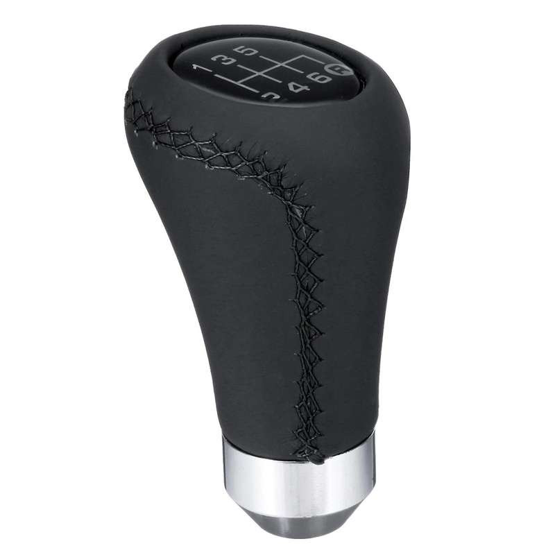 Universal Car PU Leather 6 Speed Shifter Shift Knob Manual Shifter Stick Black Stitched Knob Cap Cov