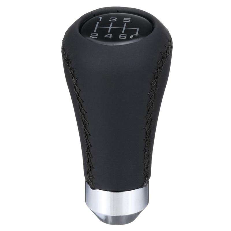 Universal Car PU Leather 6 Speed Shifter Shift Knob Manual Shifter Stick Black Stitched Knob Cap Cov
