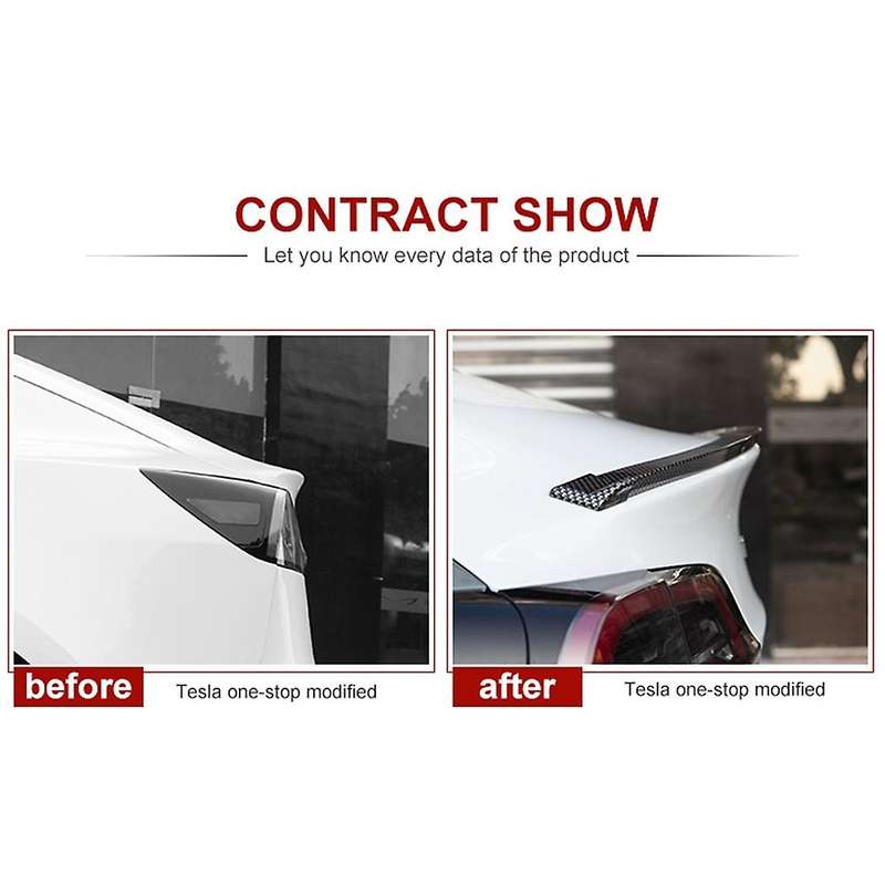 Universal Car Tail Spoiler Carbon Fiber Fixed Wing for Model 3 Y S X A-Udi B-MW