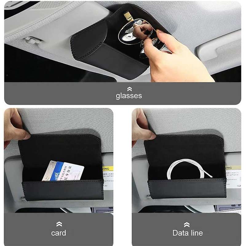 Universal Car Sunglass Holder, Car Sun Visor Eye Glasses Case Holders Leather Sunglasses Clip Stora