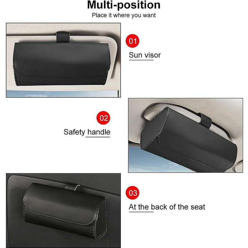 Universal Car Sunglass Holder, Car Sun Visor Eye Glasses Case Holders Leather Sunglasses Clip Stora