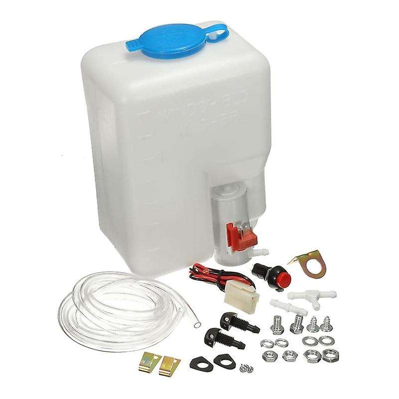 Universal Car Windshield Washer Pump Washer Fluid Reservoir Bottle Kit Washer System with Pump Jet B