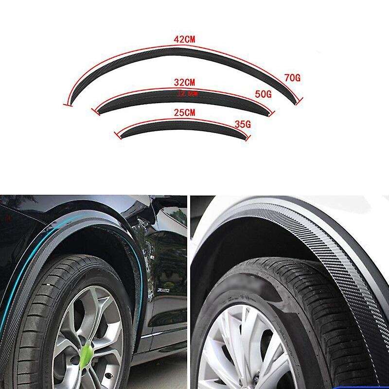 Universal Car Wheel Eyebrow Arch Trim Lips Flare Protector Carbon Fiber 4Pcs 25cm
