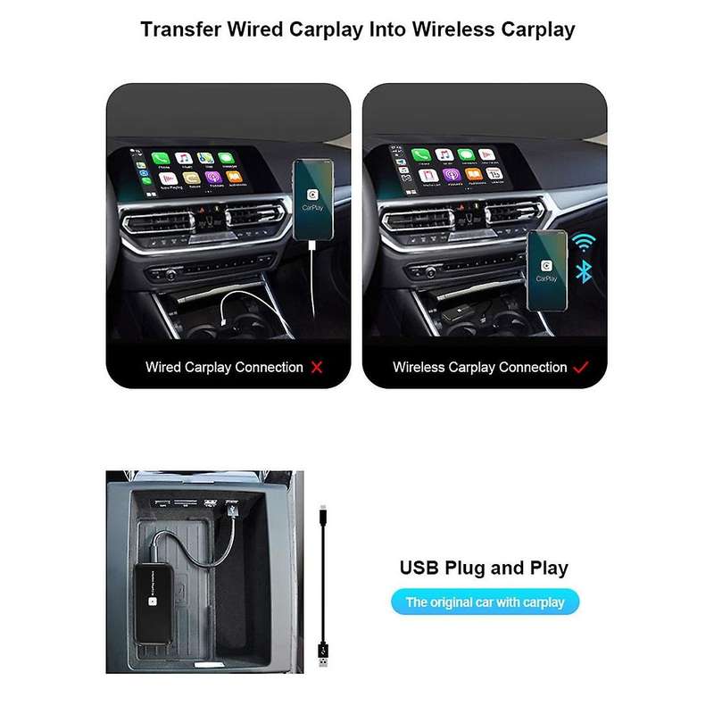 Universal Car Wired to Wireless CarPlay Dongle IOS 14 Adapter 5G WIFI Mirror Link Box Android Auto M