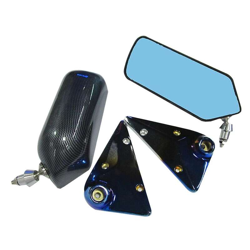 Universal Carbon Fiber Side Rear View Mirror with Blue Mirror Surface for