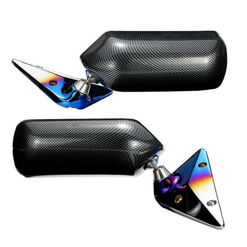 Universal Carbon Fiber Side Rear View Mirror with Blue Mirror Surface for