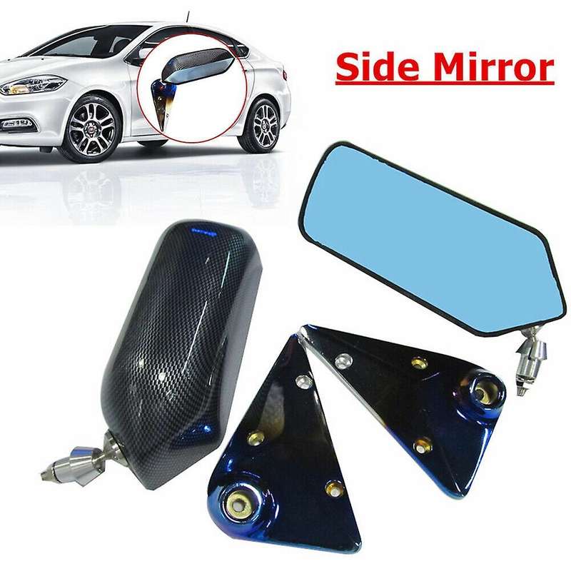 Universal Carbon Fiber Side Rear View Mirror with Blue Mirror Surface for