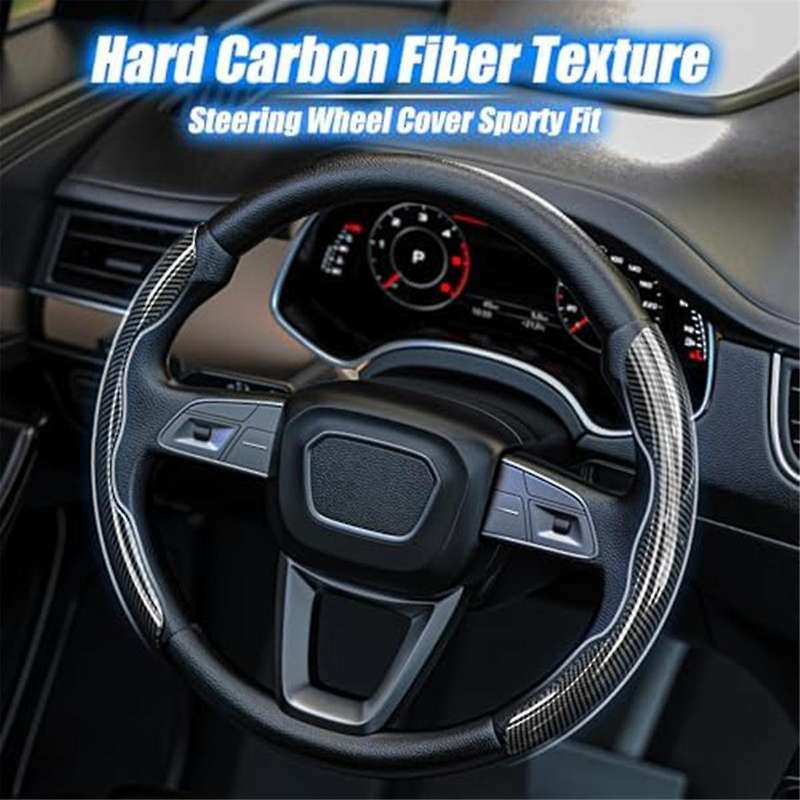 Universal Carbon Fiber Steering Wheel Cover, Hard Car Steering Wheel Cover Protective Film, Anti-sk