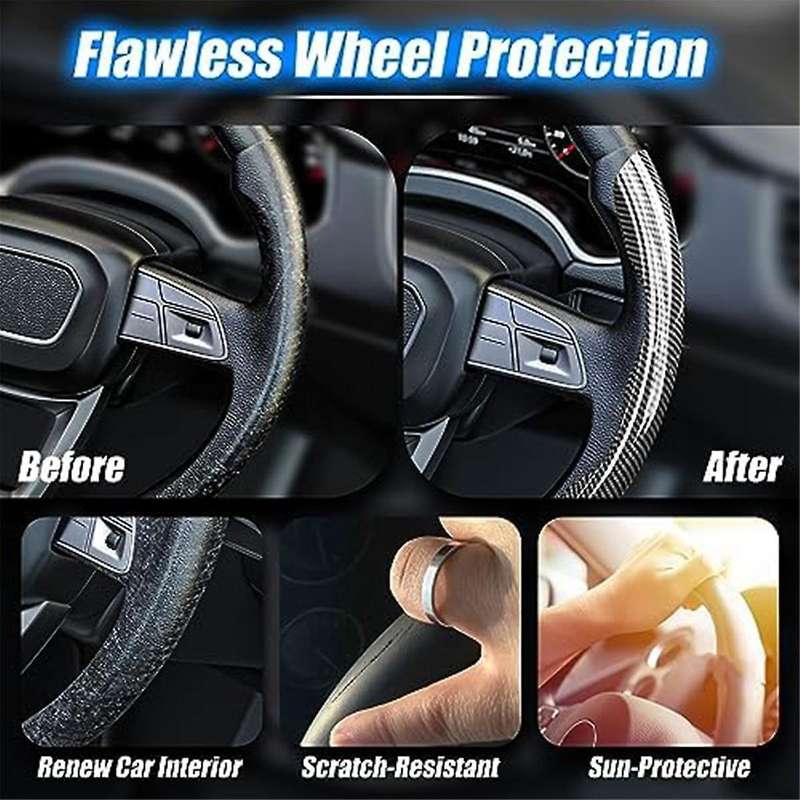 Universal Carbon Fiber Steering Wheel Cover, Hard Car Steering Wheel Cover Protective Film, Anti-sk