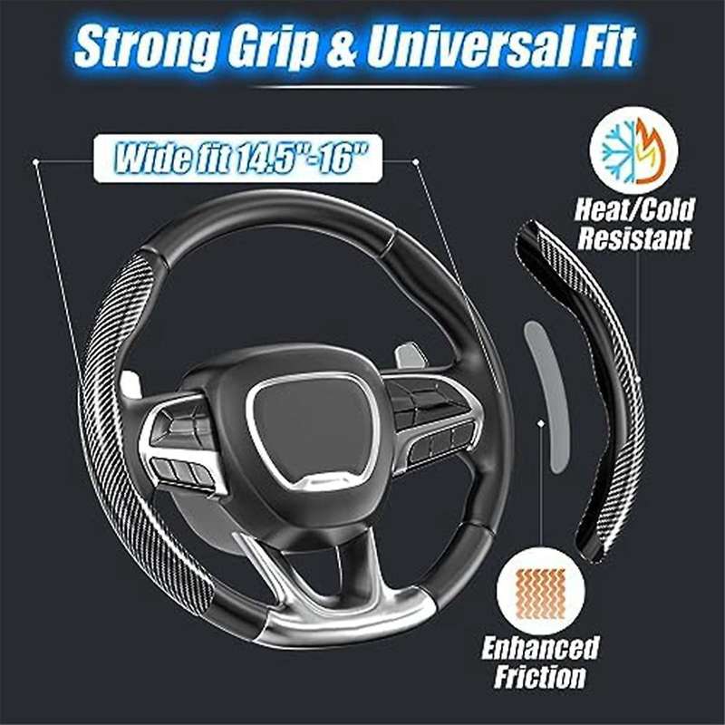 Universal Carbon Fiber Steering Wheel Cover, Hard Car Steering Wheel Cover Protective Film, Anti-sk