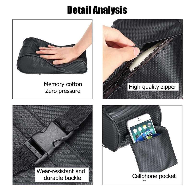 Universal Center Console Armrest Cushion Carbon Fiber Armrest Pad Storage Box Black Line