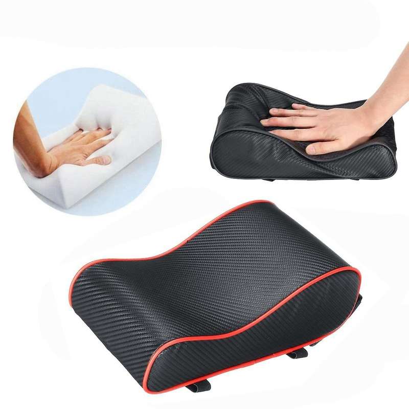 Universal Center Console Armrest Cushion Carbon Fiber Armrest Pad Storage Box Black Line