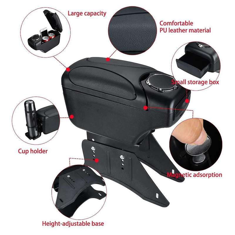 Universal Central Console Armrest Box Storage Box PU Leather Organizer Tray for Van Truck Auto Inter