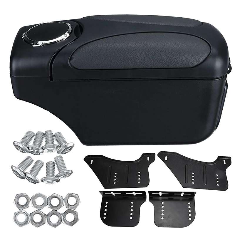 Universal Central Console Armrest Box Storage Box PU Leather Organizer Tray for Van Truck Auto Inter