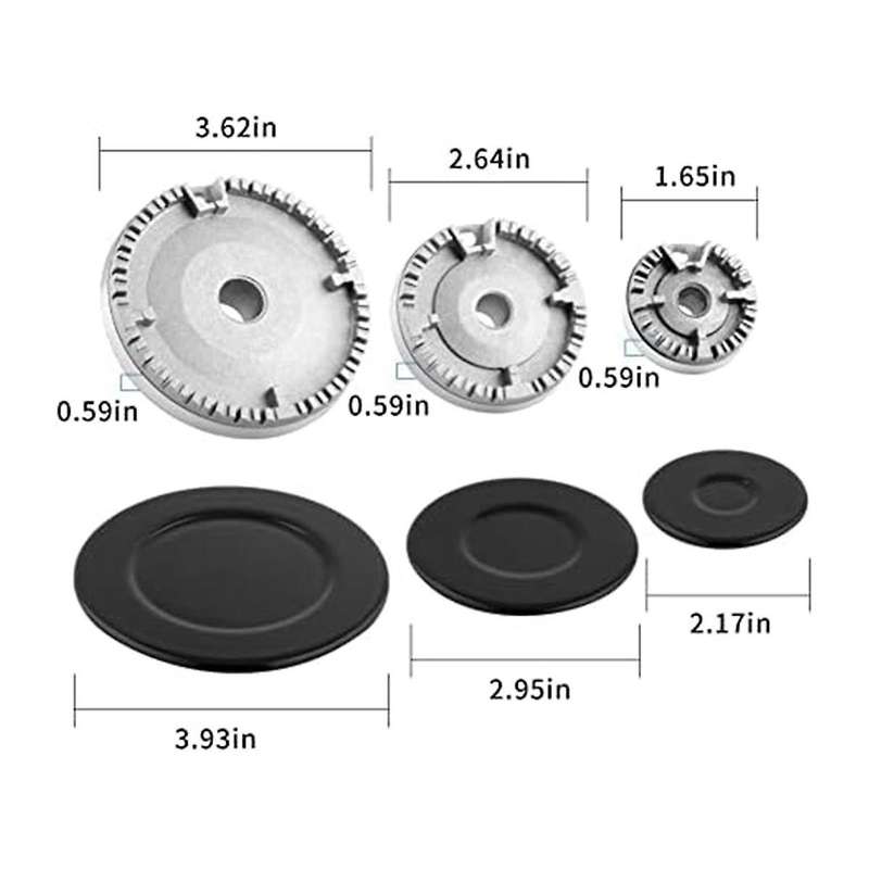 Universal Cooker Hat Set Surface Gas Stove Burner Caps and Burner Head Replacement Kit Fit Most Gas