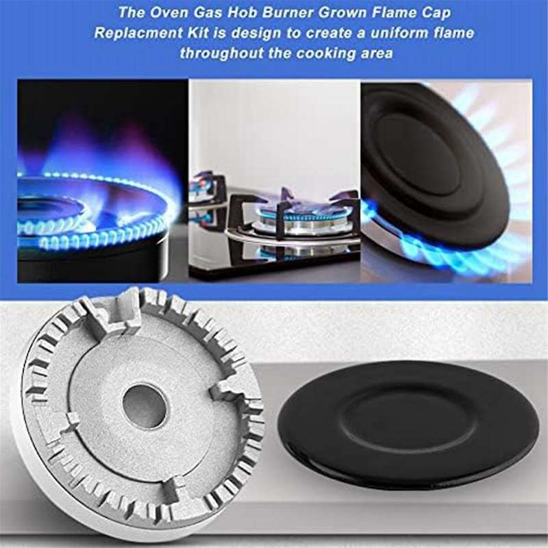 Universal Cooker Hat Set Surface Gas Stove Burner Caps and Burner Head Replacement Kit Fit Most Gas
