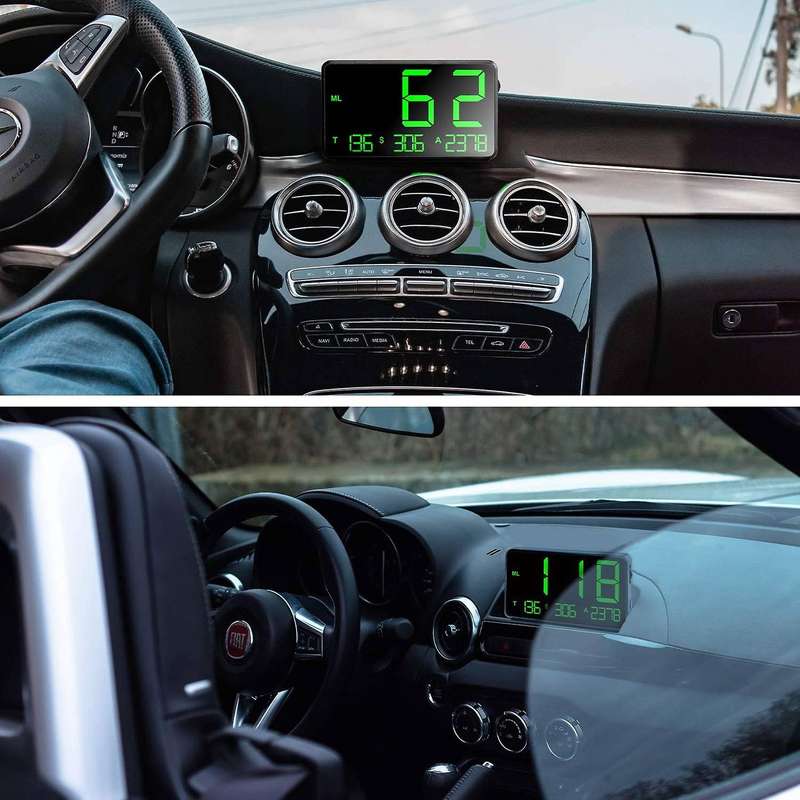 Universal Digital Car HUD GPS Speedometer with over Speed Alarm Tired Driving Warning Windshield