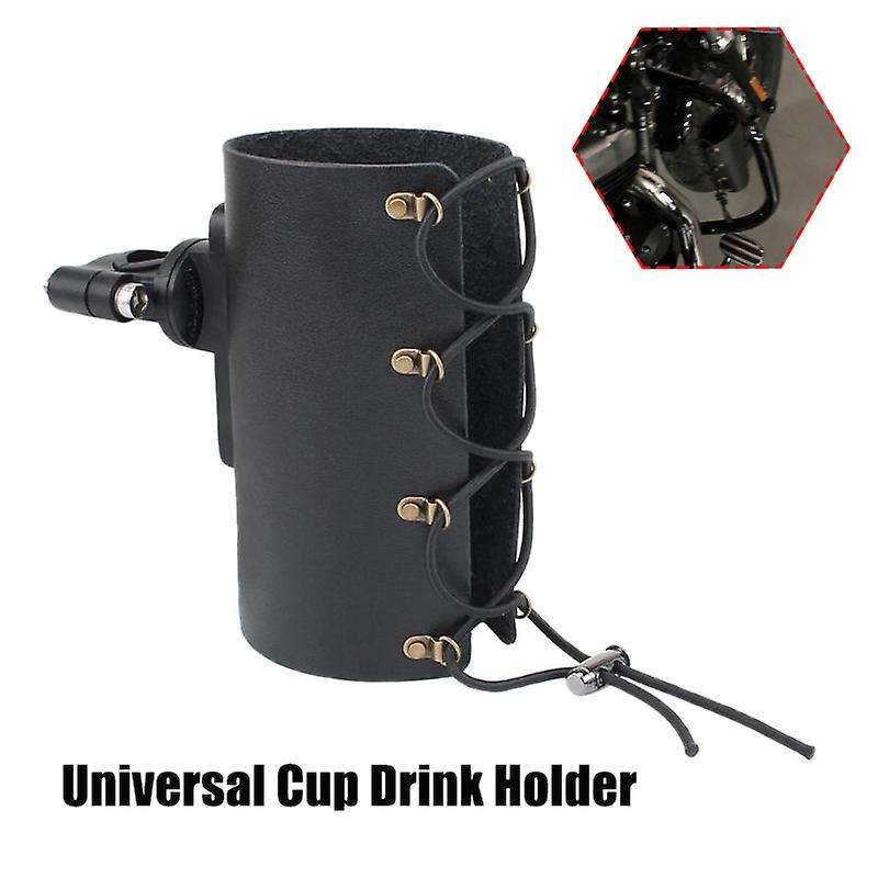 Universal Cup Drink Holder Leather Adjustable Drink Holder with 360Swivel for Motorcycle Bicycle UTV