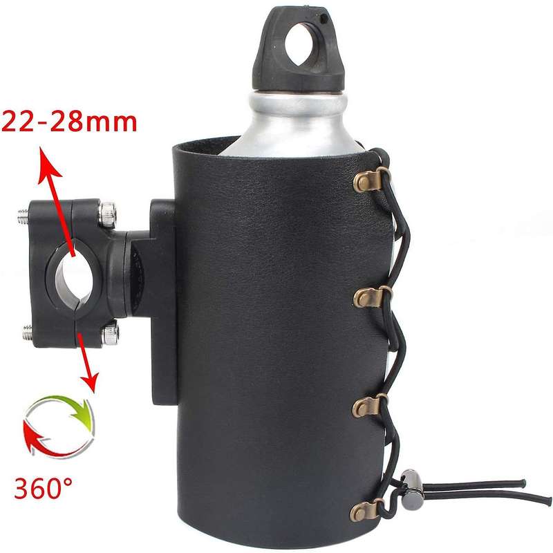 Universal Cup Drink Holder Leather Adjustable Drink Holder with 360Swivel for Motorcycle Bicycle UTV