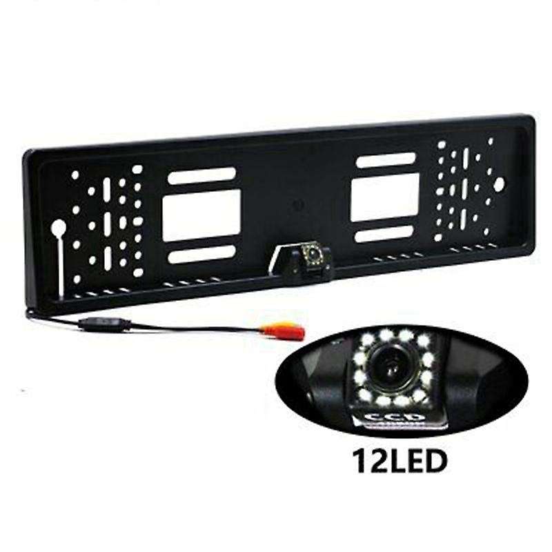 Universal European Car License Plate Frame Automatic Reversing Rear View Camera 12LED License Plate