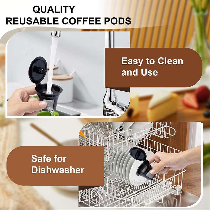 Universal Fit Reusable Coffee Filters with Coffee Pods Refillable Kcups Coffee Filters for 1.0 and 2