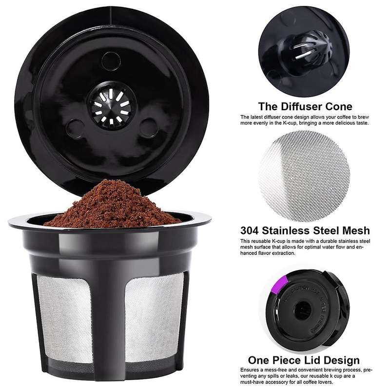 Universal Fit Reusable Coffee Filters with Coffee Pods Refillable Kcups Coffee Filters for 1.0 and 2