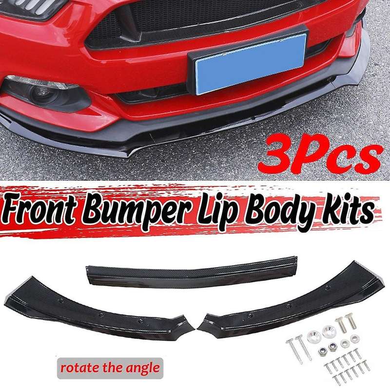 Universal Front Bumper Lip Under Panel Carbon Fiber Bumper Shovel Lip Spoiler for 2015-2019