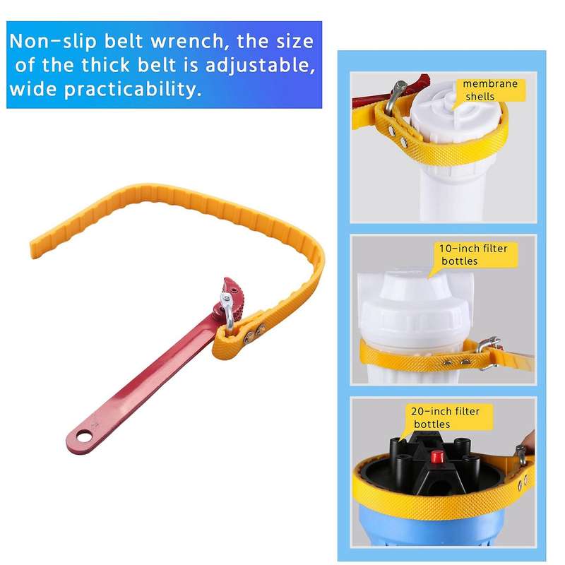 Universal Filter Bottle Wrench for Water Purifier Non-Slip Belt Universal Wrench Remove 10 Inch 20 I