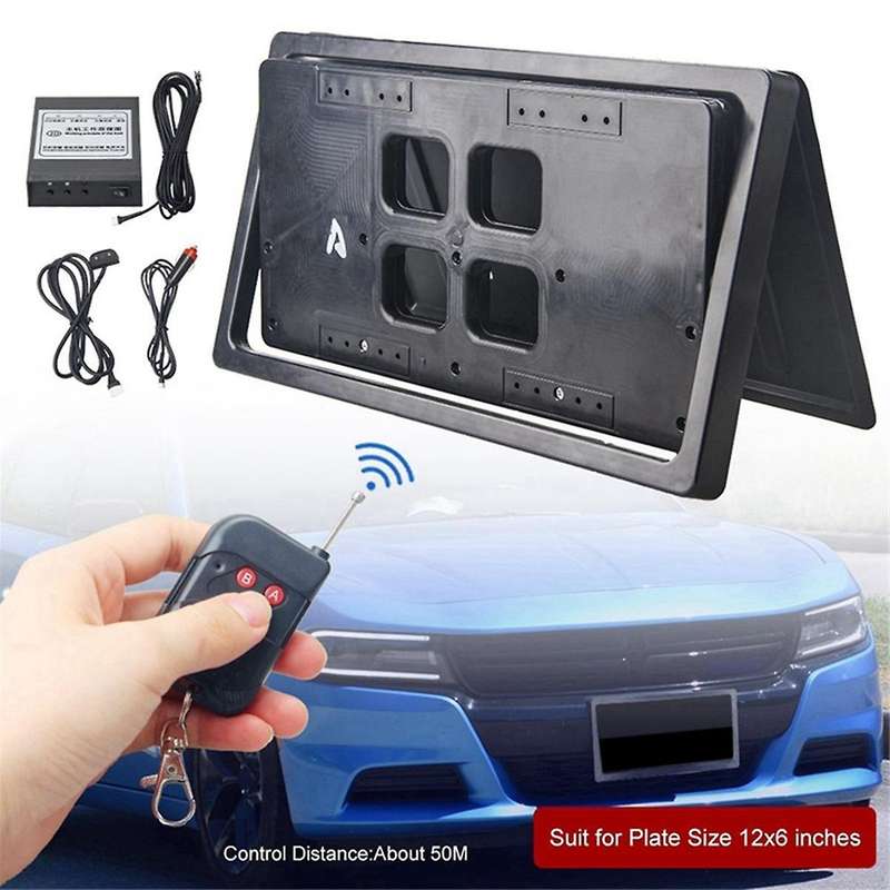 Universal Front Rear License Plate Frame Electric Remote Control Flip Hidden License Plate Bracket H