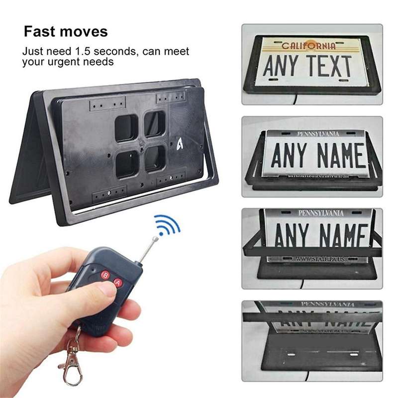 Universal Front Rear License Plate Frame Electric Remote Control Flip Hidden License Plate Bracket H