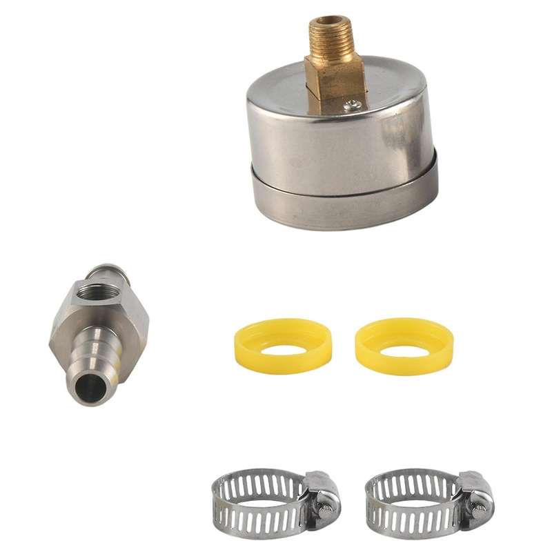 Universal Fuel Pressure Gauge 1/8 NPT(140 Psi) with 3/8 Inch Fuel Line Fuel Pressure Gauge Sensor T-