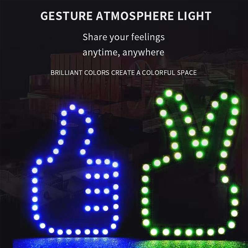 Universal Funny Car Finger Light with Remote Victory Gesture Lamp Glow Panel Sticker for Car Window