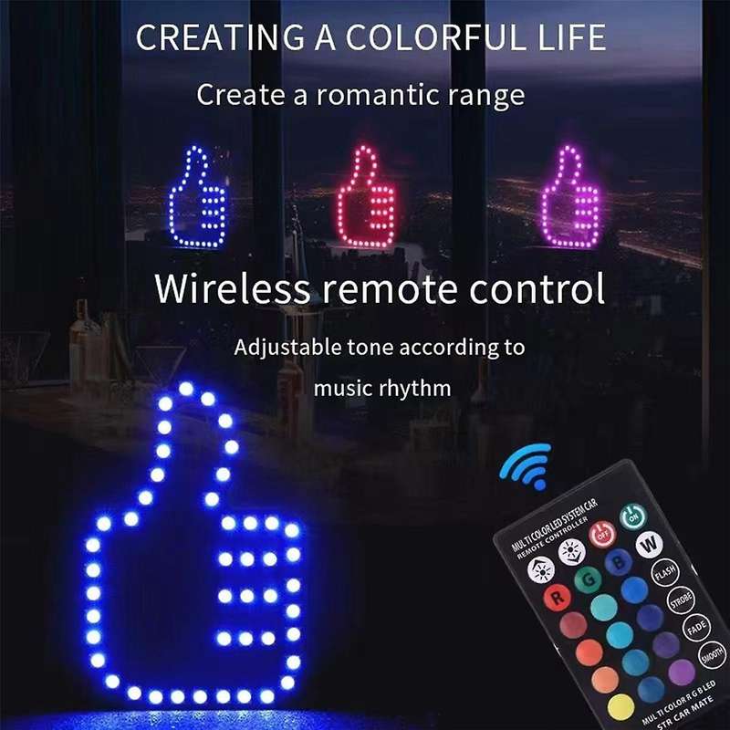 Universal Funny Car Finger Light with Remote Victory Gesture Lamp Glow Panel Sticker for Car Window