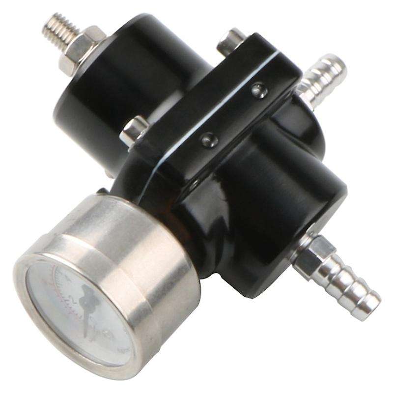 Universal JDM Adjustable Fuel Pressure Regulator 0-140 PSI Gauge Gas Hose Kit (Black)