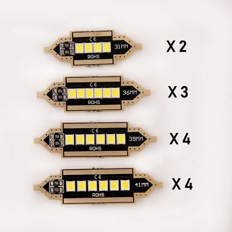 Universal LED Car Light Bulb Interior Dome Trunk License Plate Lamps Kit White for E60 E90 Golf 4 7