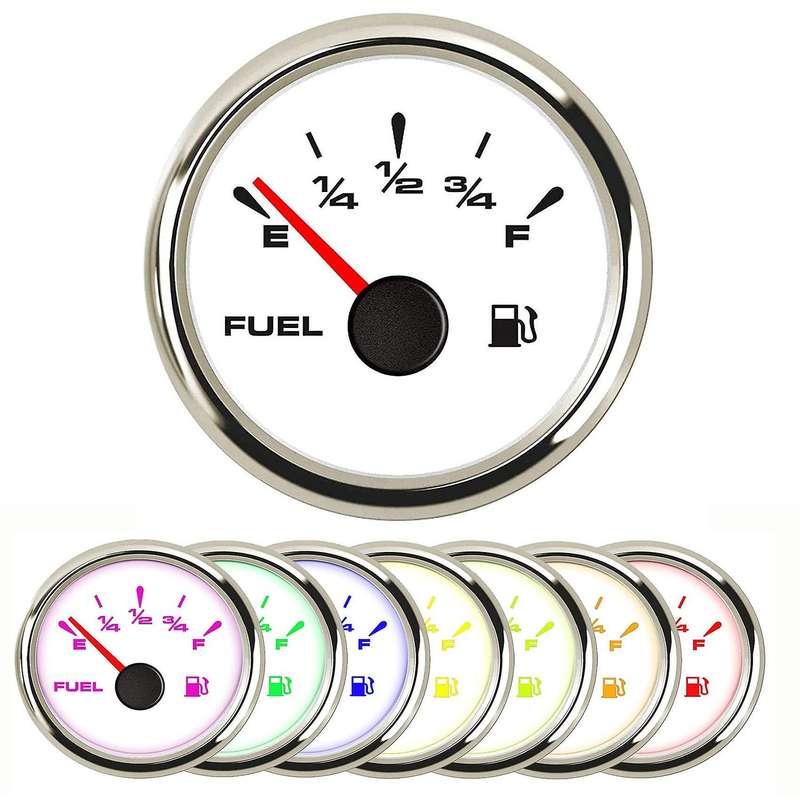 Universal Marine Fuel Gauge Digital Fuel Level Gauge Waterproof Fuel Meter 7 Color Backlight 52mm 12