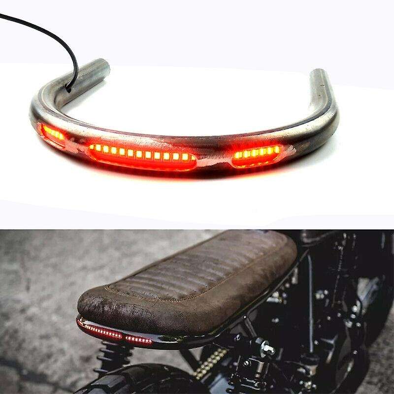 Universal Modified 7/8 Inch Motorcycle Cafe Steel Rear Seat Frame Hoop Loop LED Brake Turn Tail Ligh