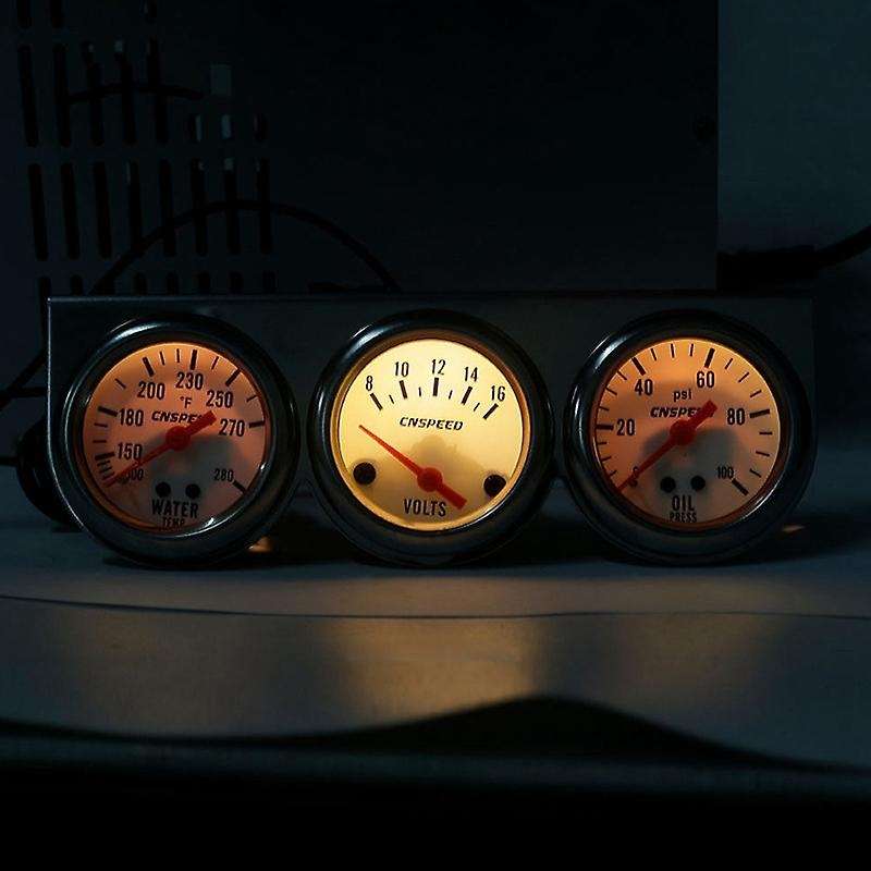 Universal Motorcycle 2 inch 52mm Chrome Volt Water Oil Pressure Triple 3 Gauge Set Gauges Kit