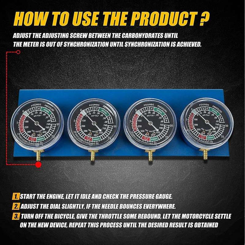 Universal Motorcycle 4 Carburetor Synchronizer Synchronization Tool Compatible with for 550 650 750