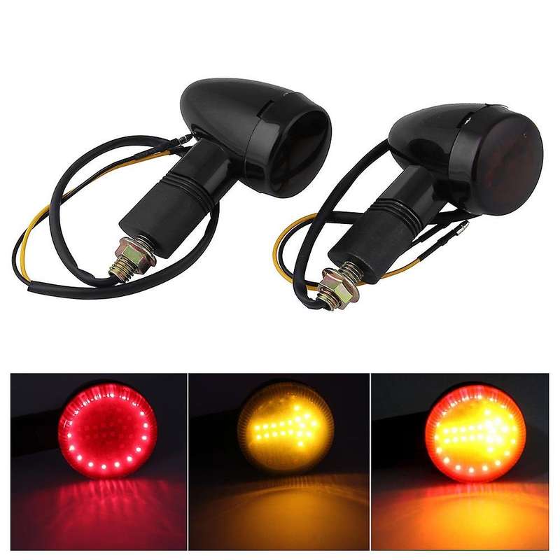 Universal Motorcycle Black Smoke LED Turn Signal Light Indicators for Cafe Custom