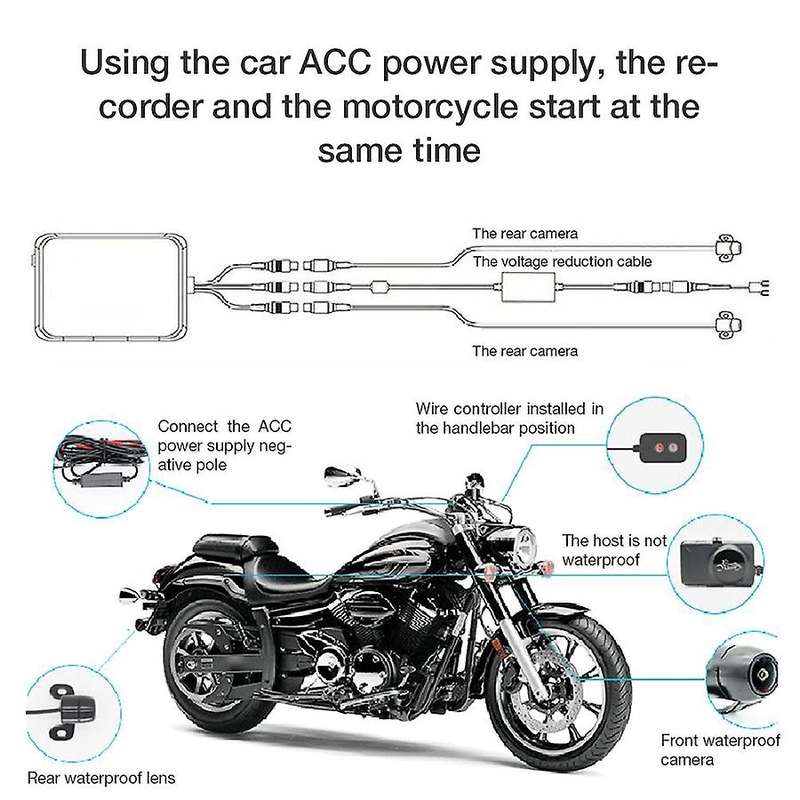 Universal Motorcycle Driving Recorder Front Rear Waterproof Dual Lens Dashcam Motorcycle Vehicle Vid