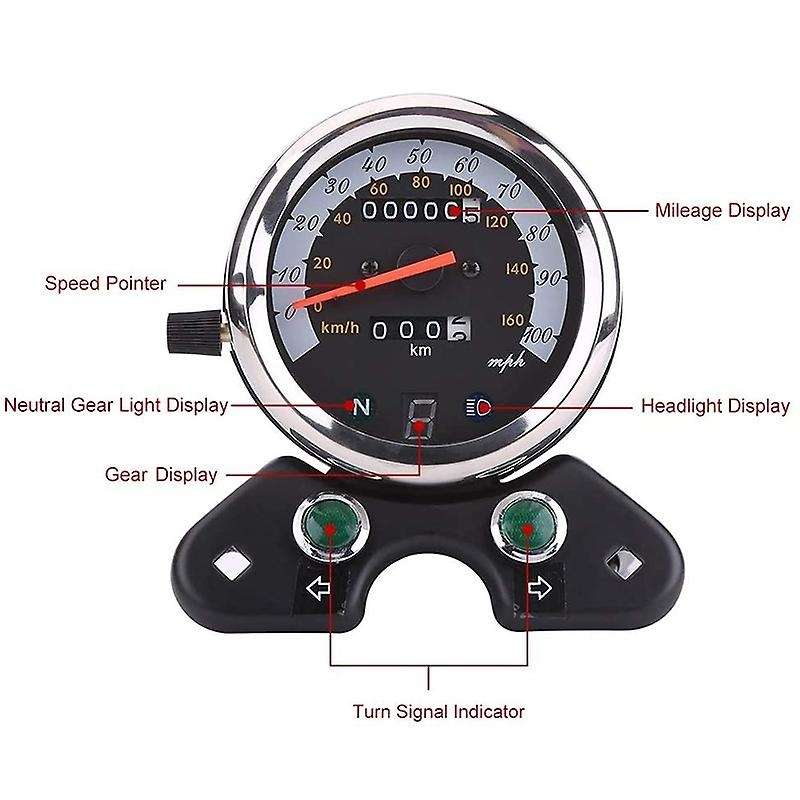 Universal Motorcycle Dual Odometer Speedometer Meter Gear Digital Display